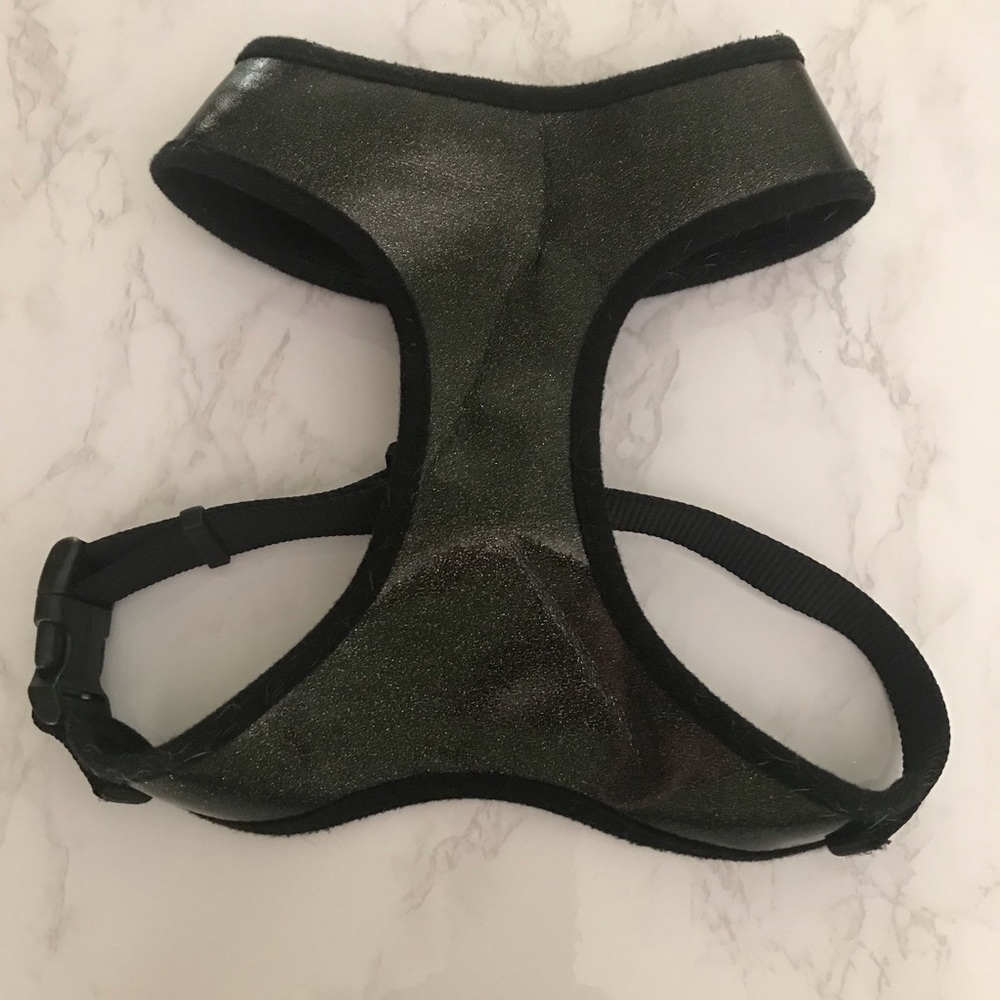 Black shiny dog harness